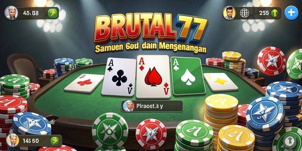 Screenshot game BRUTAL77 menampilkan sesi permainan Gaple yang seru.