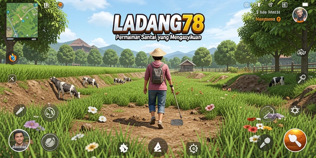 Tangkapan layar <strong>LADANG78</strong> menunjukkan momen seru saat merawat ladang.