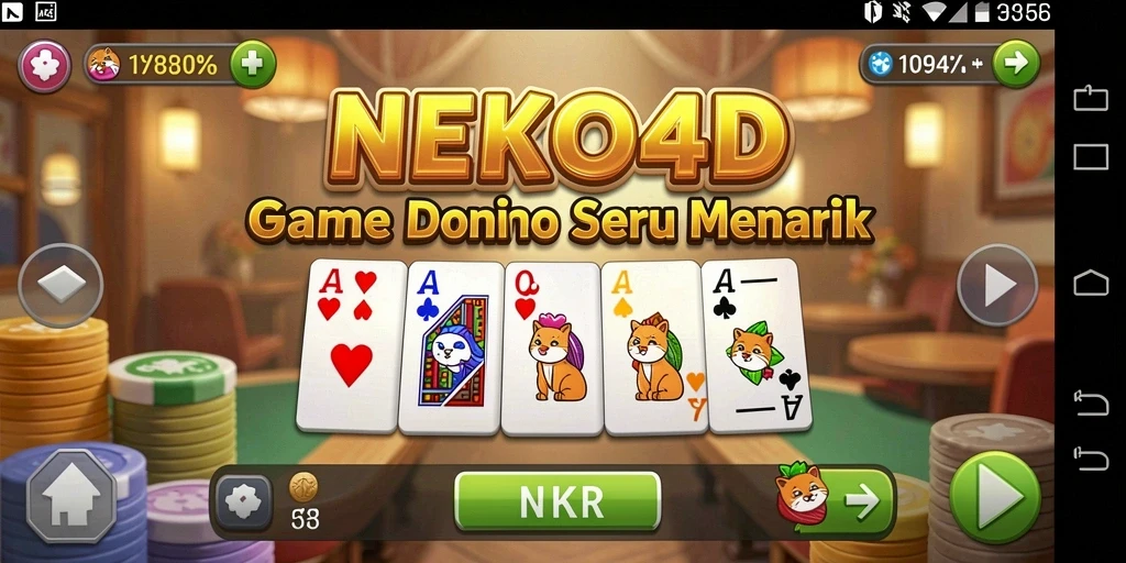 Tampilan gameplay seru di NEKO4D yang menampilkan strategi Domino.