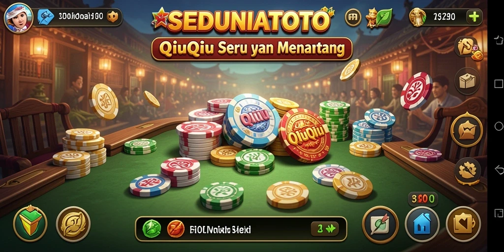 Tampilan gameplay SEDUNIATOTO dengan kartu QiuQiu yang menawan.