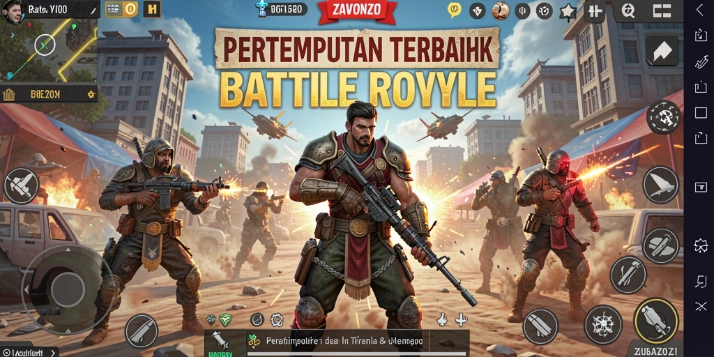 Tampilan seru dari gameplay Battle Royale ZAVONZO yang mendebarkan.
